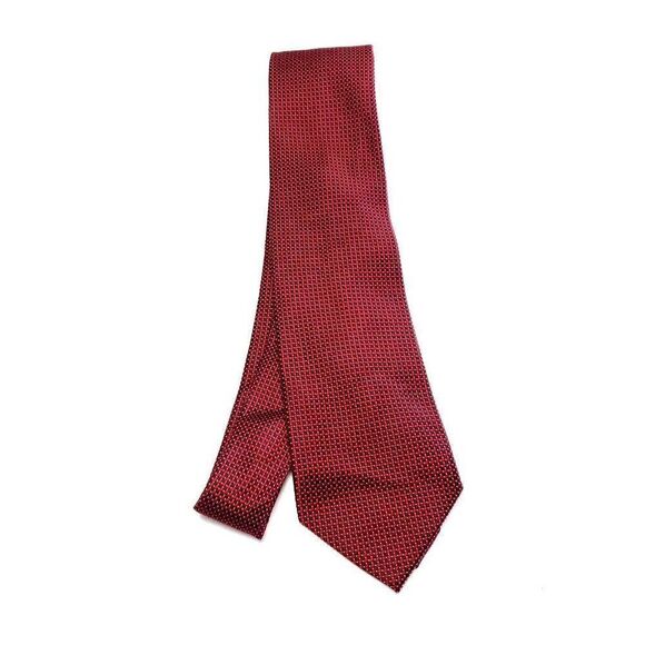 Van Heusen Red Silk Tie Woven Short Check - Picture 6 of 6